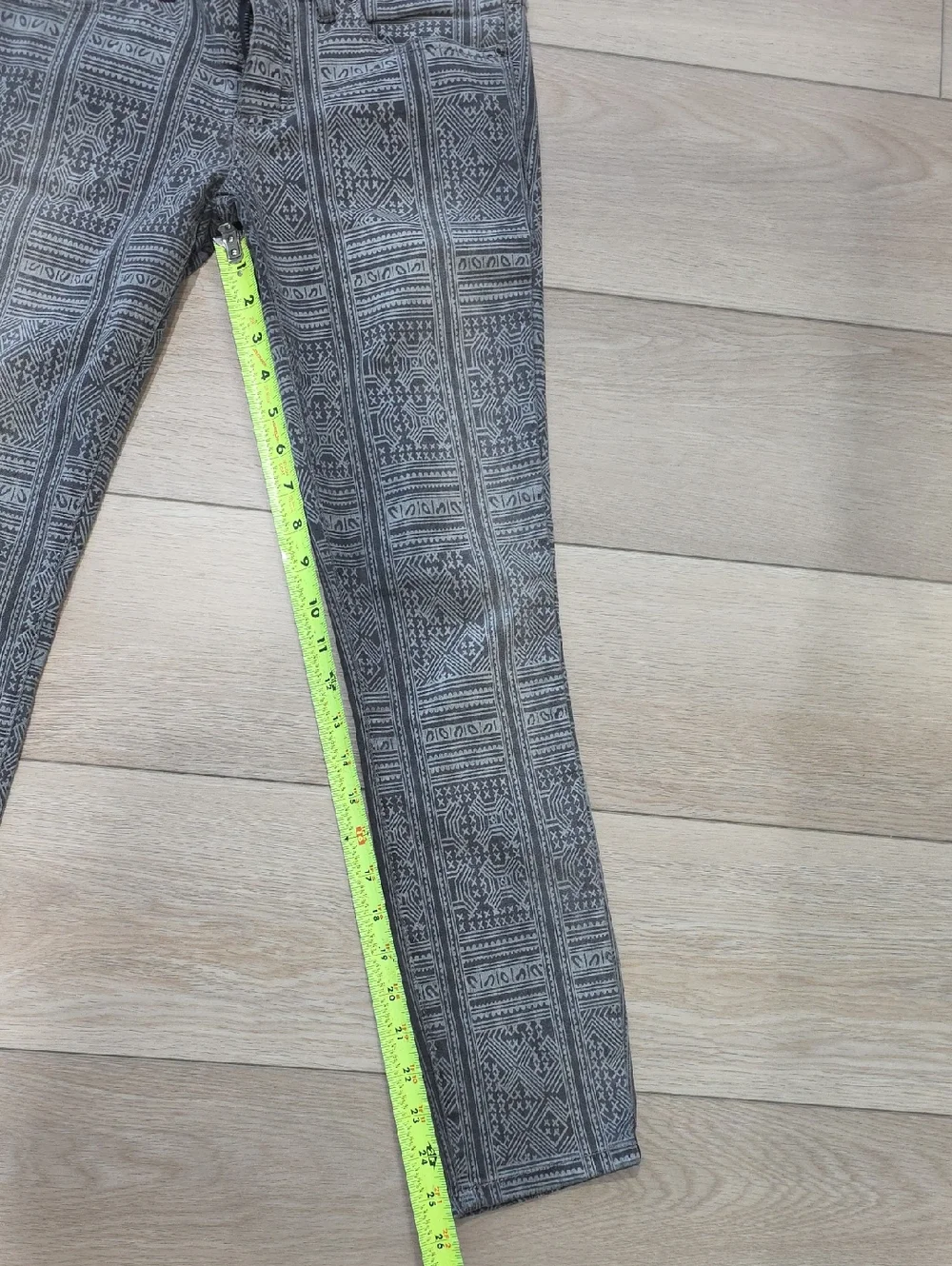 Free People Gray Patterned Slim Leg Pants